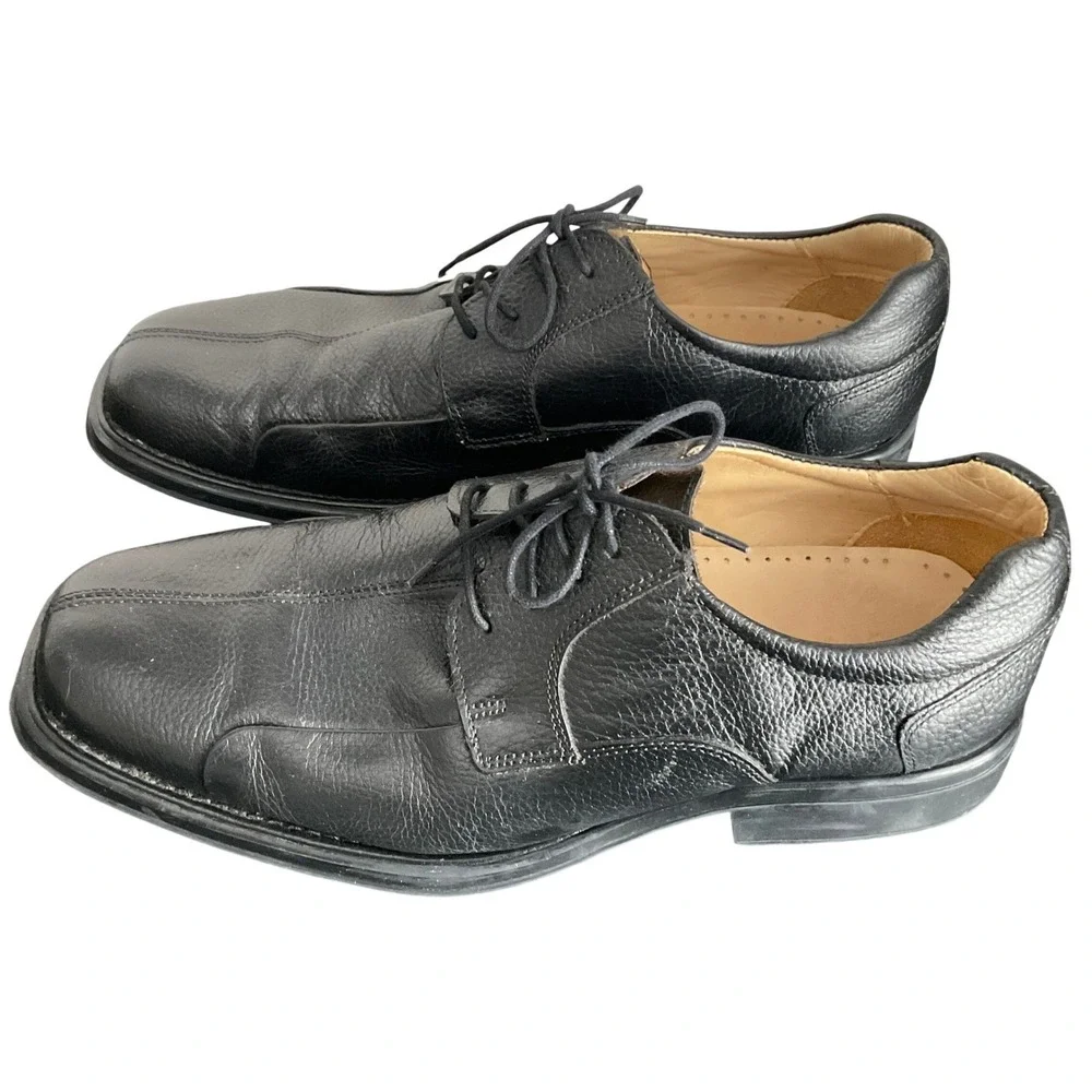 Belvedere Studio Bay Bridge Mens Black Leather Bicycle Toe Dress Shoes 13D